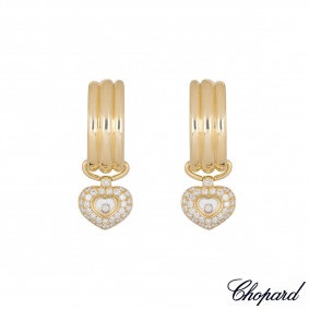 Chopard Yellow Gold Happy Diamonds Heart Hoop Earrings